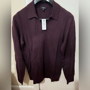 Express Men’s Crewneck Polo Sweater - Deep Wine